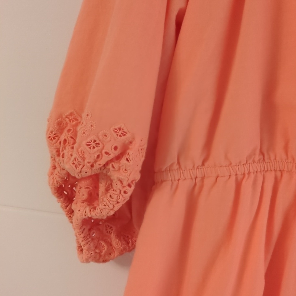 NY&C tiered peach dress eyelet sleeves and hem - Picture 6 of 12